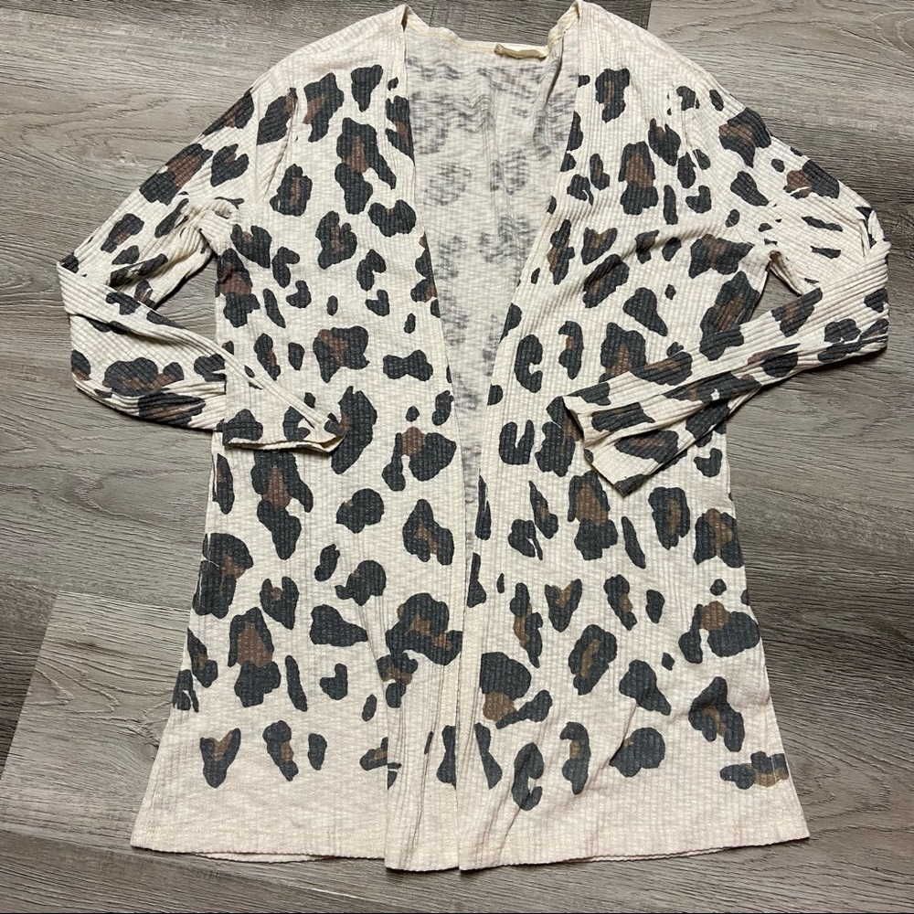 Phil Love Leopard Print Open Cardigan Sweater Size Medium